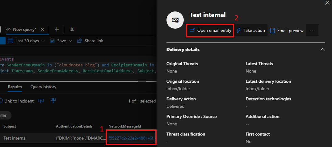 Advanced hunting email entity email entity