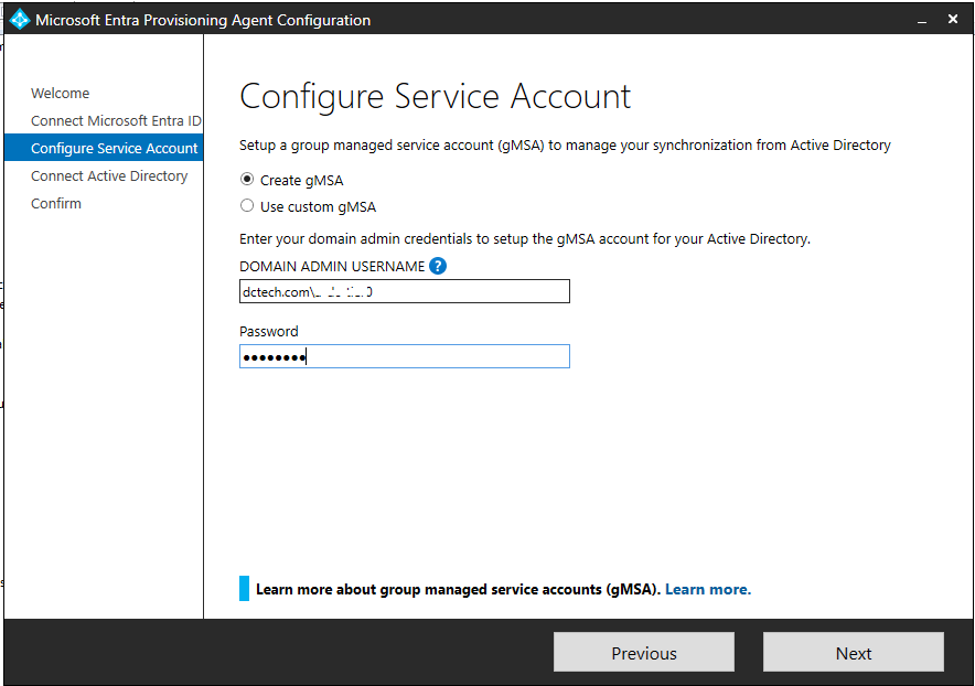 CloudSync create gMSA CloudSync create gMSA
