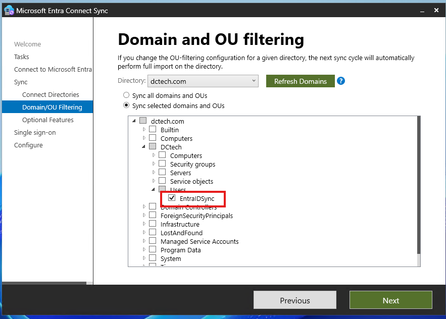 Entra Connect Sync domain and OU filtering Entra Connect Sync domain and OU filtering