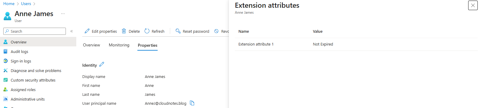 Entra user extensionAttribute1 value Entra user extensionAttribute1 value
