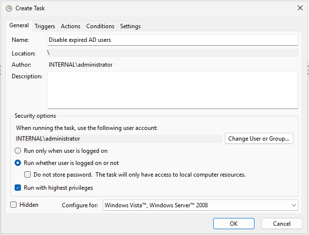 Scheduled task basic info