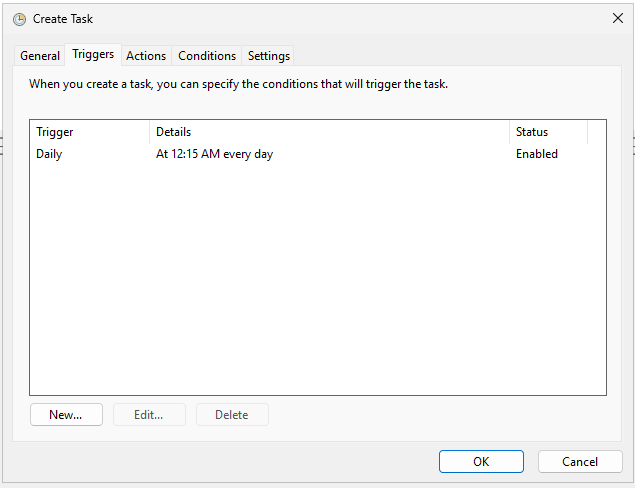 Scheduled task triggers